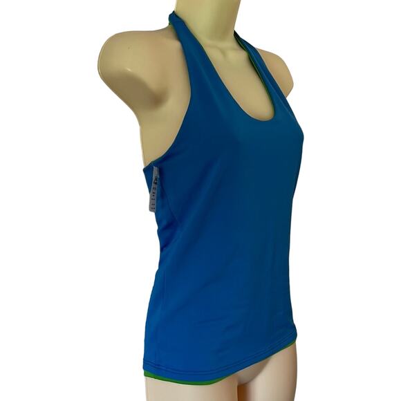 Body Wrappers Reversible Green/Blue Halter Dance Top Adult Size Medium Stretch - Picture 3 of 9